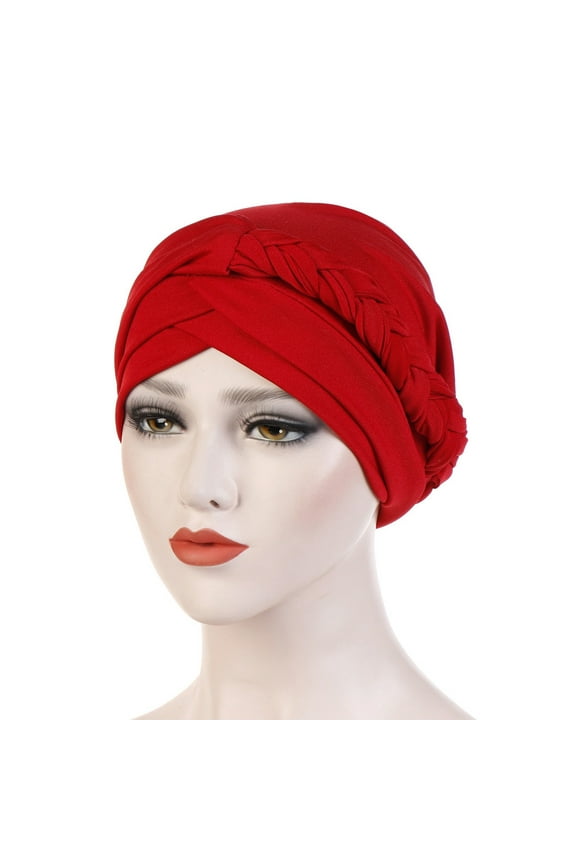 Hijab Chemo Cancer Beanies Turbans Hats Skull Caps Twisted Hair Cover Headwrap Turban Headwear for Women Women Solid Plait Hat Muslim Cancer Turban Wrap Cap