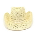 thumbnail image 1 of GILIGEGE Hollow Straw Hat Summer Cowboy Hat Western Cowboy Breathable Foldable Wide Brim Hats for Men Women Fashion Lady Foldable Casual Cap Wide Sun Hat for Women and Men, 1 of 2
