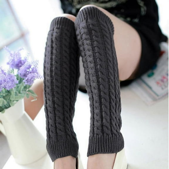 GILIGEGE Knit Winter Thermal Warm Leg Warmers-Long Socks Boot Cuffs Topper Legging Pads for Women Lady Girls Best Xmas Gift,Womens Leg Warmers Crochet Knitted Long Boot Socks Warm Boot Cuffs Grey