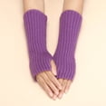 thumbnail image 1 of GILIGEGE Knittde Long Arm Warmers Women Fingerless Gloves Blend Elbow Warmers Mittens with Thumb Hole Women Autumn and Winter Solid Color Multicolor Wool Long Striped Knit Half Finger Gloves, 1 of 8