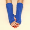 thumbnail image 1 of GILIGEGE Knittde Long Arm Warmers Women Fingerless Gloves Blend Elbow Warmers Mittens with Thumb Hole Women Autumn and Winter Solid Color Multicolor Wool Long Striped Knit Half Finger Gloves, 1 of 7