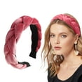 thumbnail image 1 of GILIGEGE Knotted Headbands for Women Wide Turban Headband Yoga Exercise Ribbing Hair Hoop Hair Bands Accessories Velvet Headband Women's Wide Padded Headband for Women and Girls Hot Pink One Size, 1 of 4