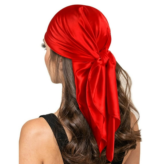 GILIGEGE Large Square Satin Head Scarf - Silk Hair Scarf Square Hair Bandanas Large Scarf Sleeping Head Wraps for Women Women Solid Satin Square Head Scarf Lightweight Neck Scarves Hair Neckerchief