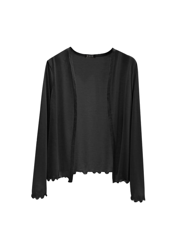 Lightweight Cardigan for Women,Thin Long Sleeved Cardigan,Open Front Long Sleeve Summer Shrug,Large Size Loose Conditioning Shawl Exterior,Casual Soft Cover Up for Evening Dress Black XL
