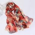 thumbnail image 1 of GILIGEGE Lightweight Print Floral Pattern Scarf for Women Soft Scarf and Neck Care Long Shawl Elegant Floral Pattern Sheer Scarfs Fashion Scarves Sunscreen Wraps Shawls for Outdoor Red, 1 of 3
