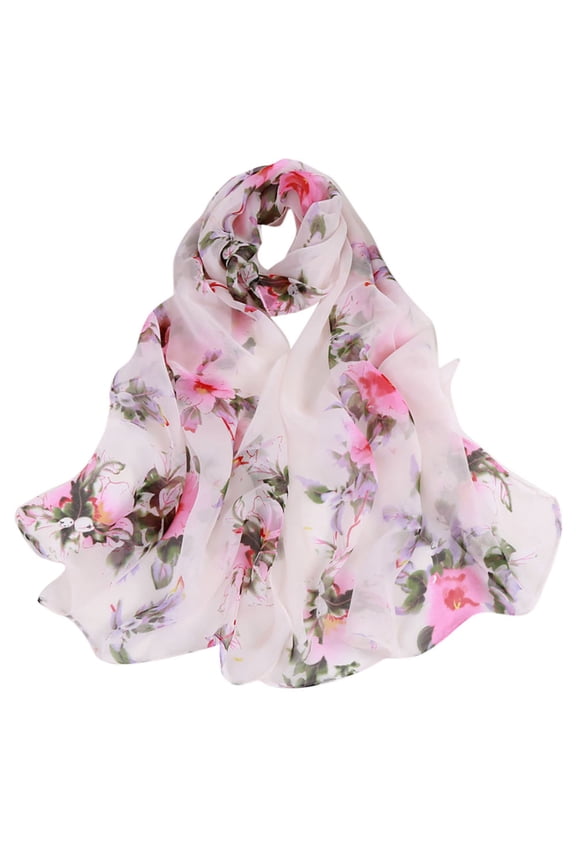 Lightweight Scarfs for Women Scarves Elegant Floral Pattern Sheer Scarfs Shawls Wraps Fashion Women Shawl Long Printing Soft Ladies Scarves Scarf Wrap Peach Scarf