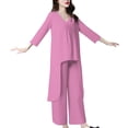 thumbnail image 1 of GILIGEGE Linen Sets for Women 2 Piece Set for Women 2 Piece Cotton Outfits 3/4 Sleeve Maxi Shirt Wide Leg Pants Suit Casual Matching Sets Summer Lounge Sets Hot Pink S, 1 of 5