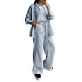 thumbnail image 1 of GILIGEGE Linen Sets for Women 2 Piece Summer Women's Solid Color Cotton Linen Lapel Loose Casual Home Set Shirt and Pants Set Wide Leg Pants Tracksuit Lounge Matching Sets Light Ashy 5Xl, 1 of 9