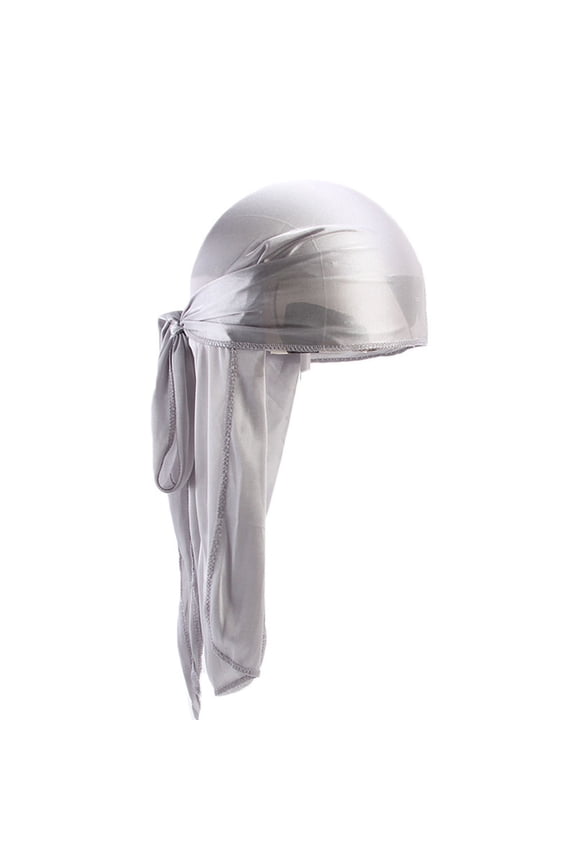 Long Extend Durag Beanie Cap for 360 Waves Silky Durag Pack Soft Beanie Skull Hat Long Tie,Strong Compression for 360 Waves,Stylish Look & Hair Protection, Long Straps, for Night Silver