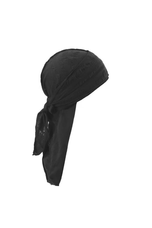 Long Tail Durag Hat for Men Women Pirate Hat Do Rag Skull Pre-Tied Headwrap Sun Protection Motorcycle Cycling Cap Hip Hop Bonnet Headwear Pirate Medieval Renaissance Triangle Bandana Black