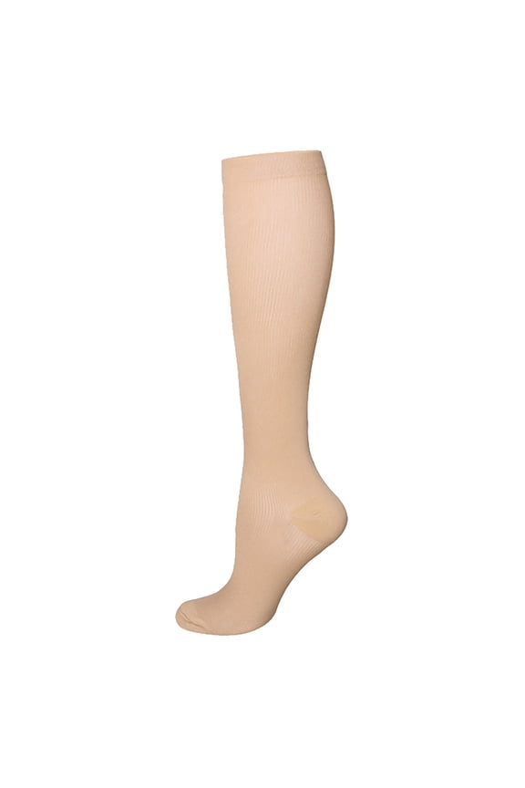 Medical Graduated Compression Socks for Women&Men Solid Compression Socks Athletic Thin Tube Socks Circulation-Knee High Socks for Support,Hiking,Running& All Other Sports Beige