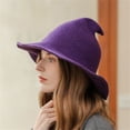 thumbnail image 1 of GILIGEGE Men's And Women's Halloween Witch Hat Wool Knitted Cap for Party Masquerade Cosplay Costume Accessory Daily Purple One Size, 1 of 3