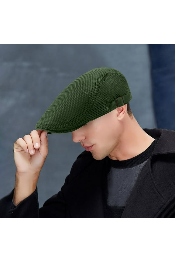 Men's Cotton Flat Ivy Gatsby Newsboy Driving Hat Irish Cabbie Ivy Driving Hunting Cap Men Breathable Mesh Summer Hat Newsboy Beret Cap Cabbie Flat Cap Green One Size