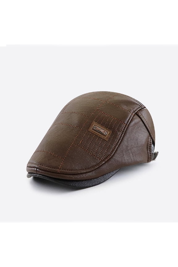Men's Newsboy Hat Classic Flat Cap Pu Leather Cabbie Ivy Hat Gatsby Driving Hunting Fishing Hat for Father Dad Leather Beret Newsboy Hat Beret Hat Driving Hat Cap Fashion Beret Hat Flat Cap