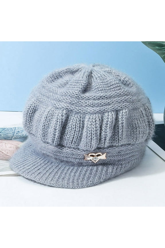 Men's Newsboy Hat Classic Flat Cap Pu Leather Cabbie Ivy Hat Gatsby Driving Hunting Fishing Hat for Father Dad Women Winter Warm Knit Hat Wool Ski Caps with Visor Grey One Size