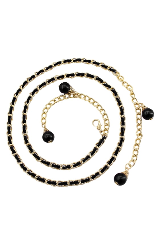 Metal Hook Adjustment Wear Waist Chain for Women Chain Belts Leather Waist Belt Trendy Casual Vintage Chain Thin Belt Small Fragrance Thin Belt for Dress Jeans Country Concert Outfit Black