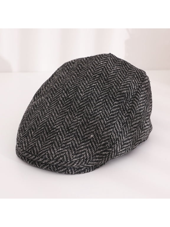 Newsboy Cap for Men Adjustable Herringbone Tweed Wool Hats Blend Flat Cap Ivy Cabbie Driving Hat Children Beret Fashionable and Comfortable New Cap Role Playing Beret