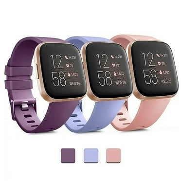 GILIGEGE Pack 3 Sport Bands Compatible With Versa 2 / Versa/Versa Lite/Versa SE Classic Soft Silicone Replacement Wristbands For Versa Smart Watch Women Men