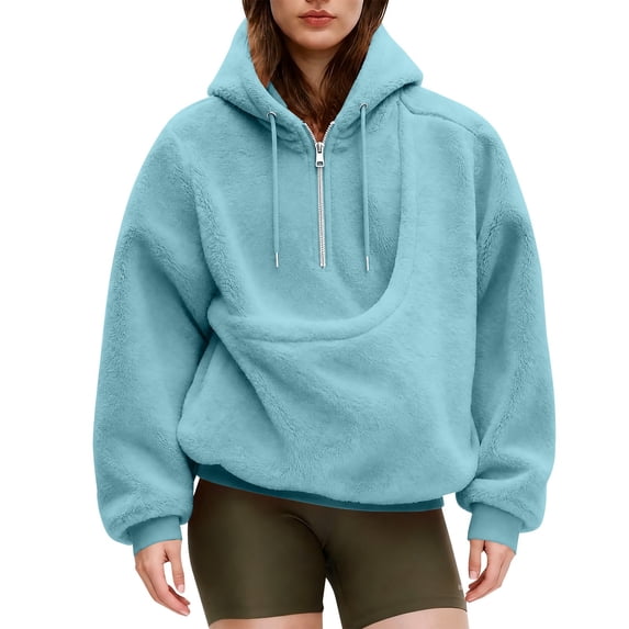 GILIGEGE Pet Pouch Hoodies For Women,Cat and Dog Cuddle Pouch Care Sweatshirt,Oversized Comfy Fuzzy Kitten Puppy Holder Carrier Pullover with Large Pockets,Work Daily Cozy Fleece Clothes Sky Blue XL
