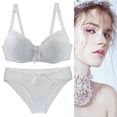 thumbnail image 1 of GILIGEGE Push Up Bra and Panty Sets for Women Underwear Sets for Women Full Coverage Bra Women's Underwire Lace Bras Pu Sh Up Bra and Bikini Pan Ties Sets White 80B, 1 of 5