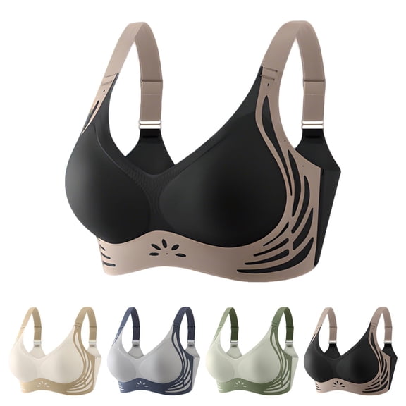 GILIGEGE Push Up Bras for Women High Support No Underwire Wireless Bra Full Coverage Padded Support Bra for Lift Bralette Everyday Seamless Tshirt Bras Soft Comfortable Gather Bra Everyday Sports Bras