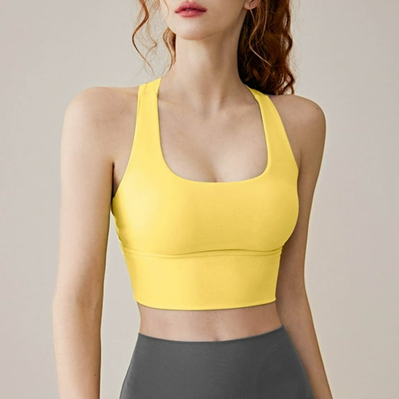 GILIGEGE Racerback Sports Bras for Women High Support No Underwire Seamless Wireless Bra Full Coverage Padded Support Bra for Yoga Gym Workout Fitness Summer Sports Shockproof Outwear Running Yoga Ta
