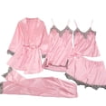 thumbnail image 1 of GILIGEGE Satin Pajamas for Women Set Pajama Sets for Women 4 Piece Lounge Set Women Nightwear Lace 5Pcs Pajama Womens Silky Set Sleepwear Set Pajama with 4 Set for Women Pink S, 1 of 2