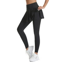 GILIGEGE Skirted Legging for Women, Yoga Legging with Skirts &Women Tennis Leggings Clothes Pockets,Skirted Golf Skirted Leggings for Women Athletic Dress Tennis Skirt with Built In Leggings Black L