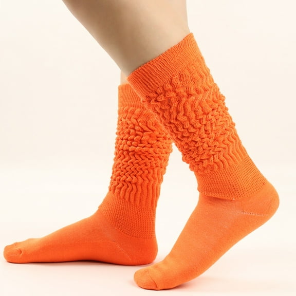 GILIGEGE Slouch Socks for Women Halloween 80S 90S Soft Scrunch Socks Long Scrunch Knee High Sock Womens Long Socks Heap Heap Socks Thigh High Socks Over The Knee Socks Festival Orange One Size