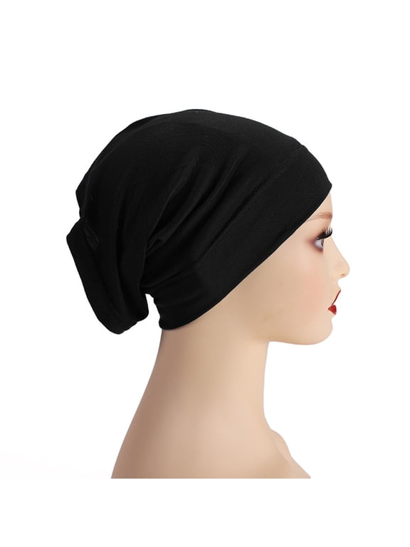 Slouchy Beanie Hats Hijab Cap for Women Islam Muslim Turban Under Scarf Undercap Soft Jersey Bonnet Tube Cap Chemo Cap Elastic Sleeping Cap Pre Tied Head Scarves Women Headwear Turban Caps H