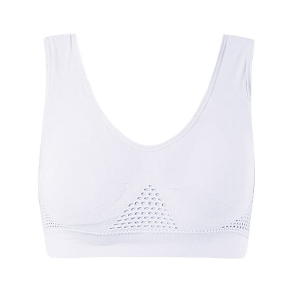 GILIGEGE Sports Bras for Women No Underwire Comfortable Wireless Seamless Push Up Bras Womens Sports Bra Padded Wirefree Breathable Yoga Bra Comfort Sleep Bra Workout Running White M
