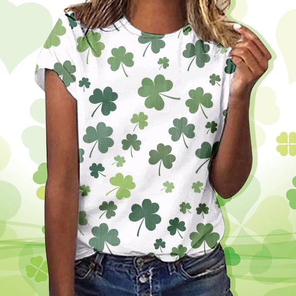 GILIGEGE St Patricks Day Shirt for Women Cute Tees for Saint Patricks Day Irish Festival Tops Graphic Tees for Women Crewneck St Paddy's Day Tops Funny St Patricks Day T Shirts Green Shirts for Women
