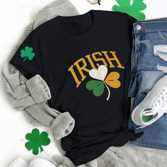 GILIGEGE St Patricks Day Shirt Women Short Sleeve Green Clover Irish Gift Top Cute Tees for Saint Patricks Day Crewneck Green Round Neck Tops Saint Patricks Day T-Shirt Graphic Tees for Women