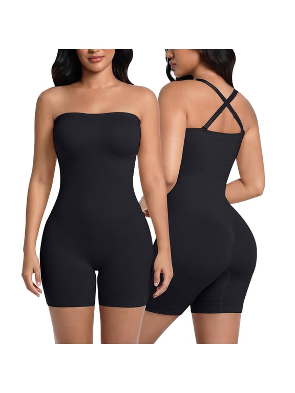 Strapless Shapewear for Women,Full Shape Wear Tummy Control Bodysuit,Shorts Seamless Smoothing Full Body Shaper,Backless Sculpting,Going Out Tops,Jumpsuit for Daily Wear Black XL
