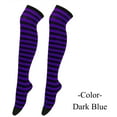 thumbnail image 1 of GILIGEGE Striped Over Knee High Socks,Womens Long Striped Socks Extra Long Stripe Thigh for Halloween Party Costumes Women's Over Knee Thigh High Striped Socks Novelty Stockings for Cosplay Dark Blue, 1 of 4