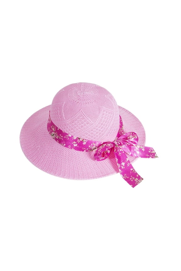 Summer Bucket Hats for Women with Ribbons Wide Brim Straw Hat Garden Beach Lightweight Sun Hat Elegant Peach-Shaped Ladies Hat Big Floppy Sun Hats UV Protection Hat for Travel Wear Pink
