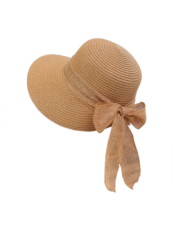 Summer Bucket Hats for Women with Ribbons Wide Brim Straw Hat Garden Beach Lightweight Sun Hat Elegant Peach-Shaped Ladies Hat Big Floppy Sun Hats Uv Protection Hat for Travel Wear AR