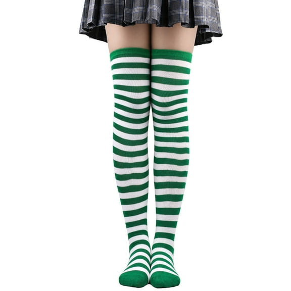 GILIGEGE Thigh High Socks Athletic Striped Stockings for Women Long Tube Stocking Over Knee Plus Size Sports Socks Halloween Christmas Gift Womens Over Knee High Women Striped Thigh Stockings for Hal