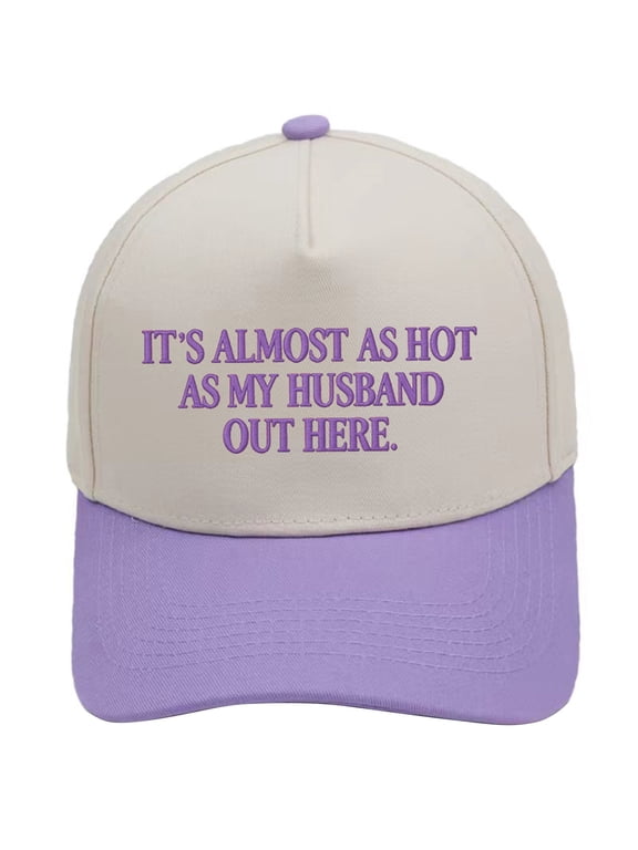 Trucker Hat Women Men 2-Tone Baseball Cap – Put It On My Husband's Tab Funny Hats, Vintage Western Style Embroidered Snapback, Adjustable Baseball Cap,Premium Cotton Blend,Unisex Purple