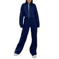thumbnail image 1 of GILIGEGE Two Piece Sets for Women A Two Piece Set Of Women's Trendy Sweatshirt Jacket with Zipper Slim Fit Long Sleeves and Long Pants Blue L, 1 of 7