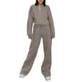 thumbnail image 1 of GILIGEGE Two Piece Sets for Women A Two Piece Set Of Women's Trendy Sweatshirt Jacket with Zipper Slim Fit Long Sleeves and Long Pants Khaki Xl, 1 of 7