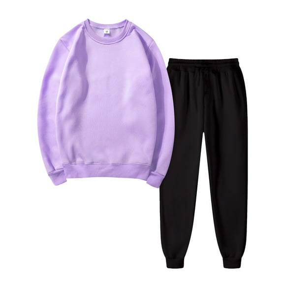 GILIGEGE Two Piece Sets for Women Ladies Women's Autumn and Winter Solid Color Long Sleeve Long Pants Sports Suit Light Violet 3Xl
