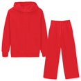 thumbnail image 1 of GILIGEGE Two Piece Sets for Women Pant Color Sport Suit Women Solid and Sweatshirt Hooded Women Suits Sets Red M, 1 of 9