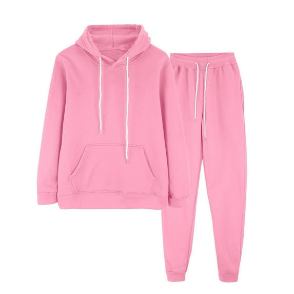 GILIGEGE Two Piece Sets for Women Sweatpants and Sweatshirt Set for Women 2 Piece Outfits Hoodie Sweatshirt and Jogging Sweatpants Suit Pink Xxl