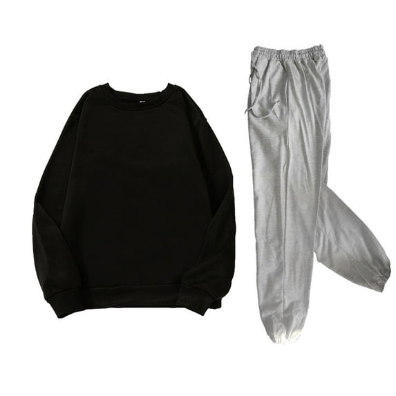 GILIGEGE Two Piece Sets for Women Women's Fashionable Sports Casual Solid Color Jacket Sweatshirt Trousers Round Neck Suit B L