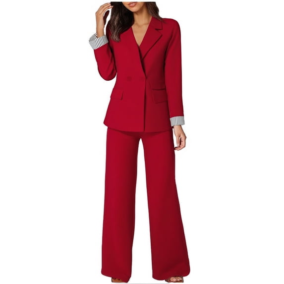 GILIGEGE Two Piece Sets for Women Women's Spring Solid Color with Pockets Color Blocked Cuffs Wide Leg Pants Loose Casual Pants Suit Set Rd1 Xxl