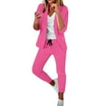 thumbnail image 1 of GILIGEGE Two Piece Sets for Women Women's Trouser Suit Trouser Suit Trousers 2 Suit Plain Two Fit Sporty Trouser Suit Hot Pink M, 1 of 5