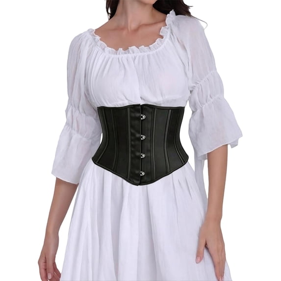 GILIGEGE Underbust Corset Tops for Women,Adult Halloween Costumes,Lace Up Bustier,Waistband,Waspie Corset Underbust Waist,Woman 2026 Cosplay Historical Reenactments Themed Parties Black L