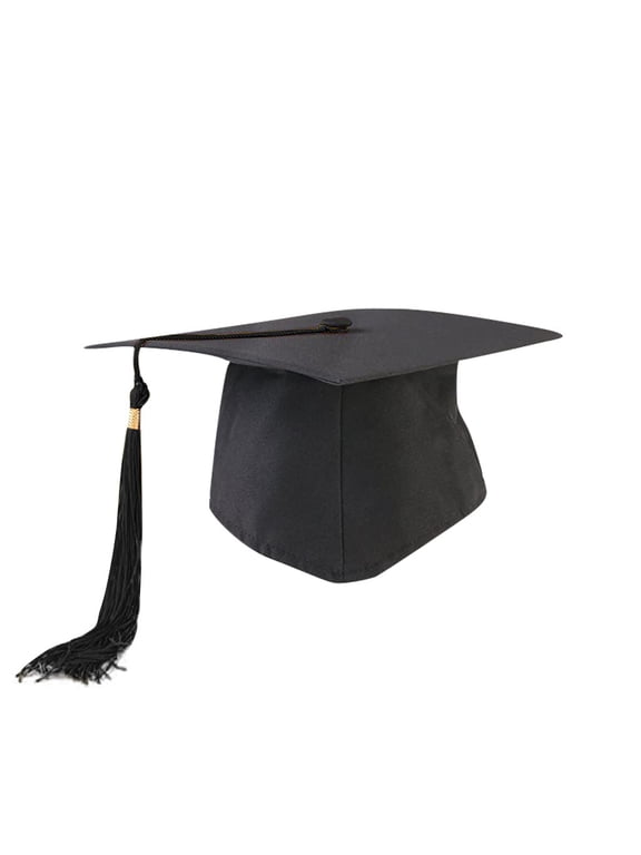 Unisex Matte Adjustable Graduation Cap with Detachable Tassel, Square Academic Mortarboard Hat for High School College University Graduates, Classic Grad Ceremony for Adult Students Black