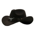 thumbnail image 1 of GILIGEGE Unisex Western Cowboy Hat with Felt Cowgirl Hats Wide Brim with Belt Buckle Men Hat Women's Woven Classic Cattleman Hat Winter Outdoor Cowboy Baseball Caps, 1 of 2